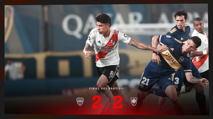 Clásico argentino entre Boca Juniors y River Plate terminó en tablas